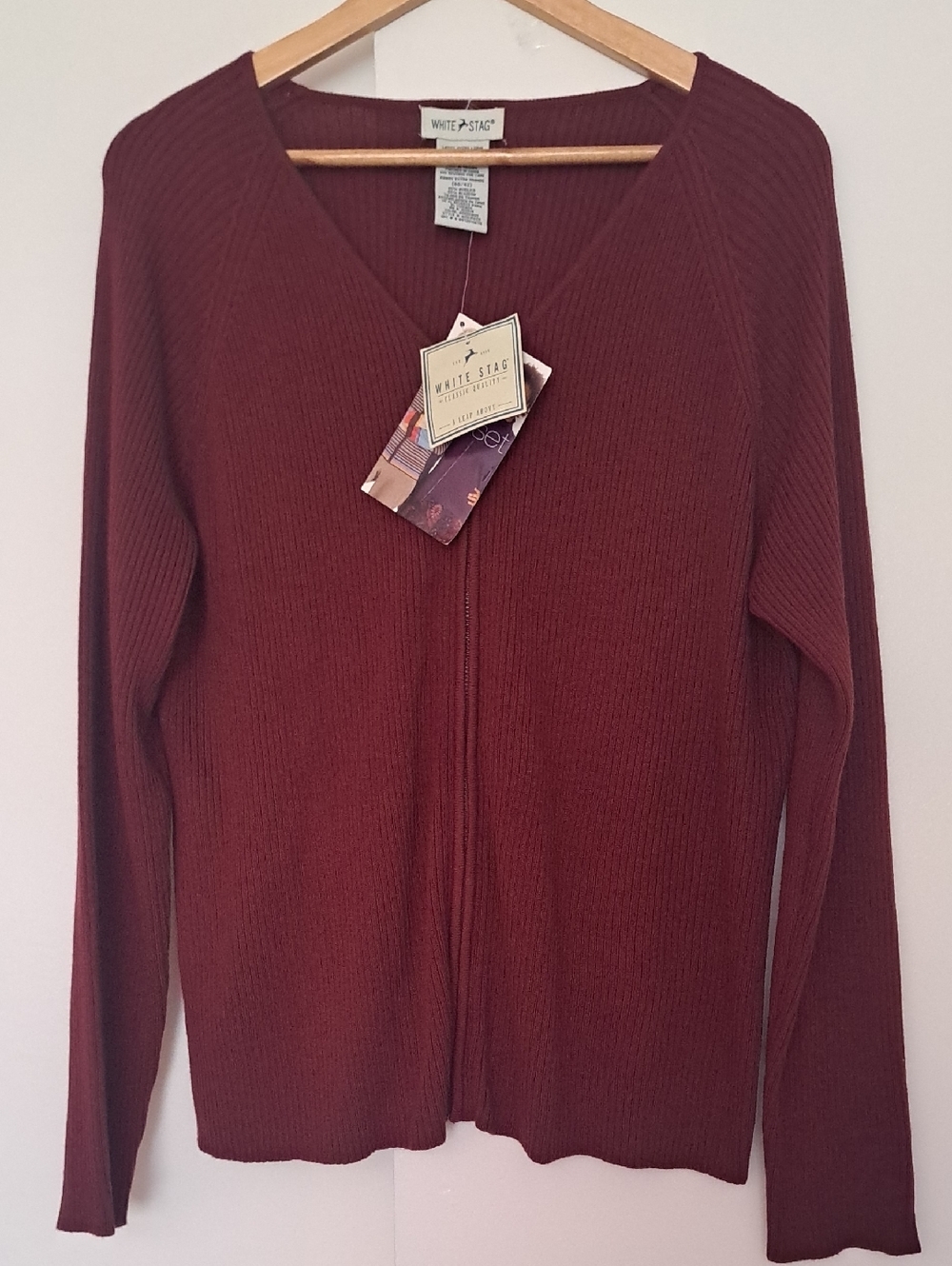 White Stag Women's V-Neck Long Sleeve Sweater - Burgundy